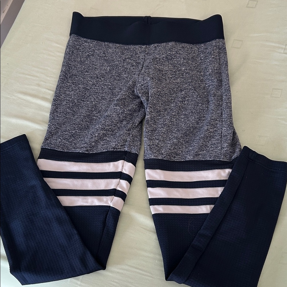 Bombshell Sportswear Navy, Gray thigh high mid rise Striped Leggings